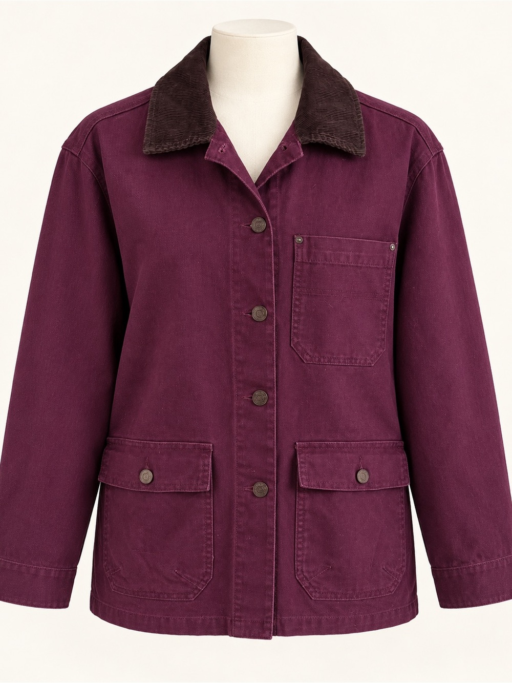 Scotch & Soda Plum Utility Jacket with Dark Corduroy Collar